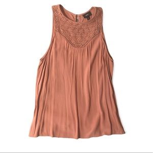 Dusty Rose Crocheted Sleeveless Blouse